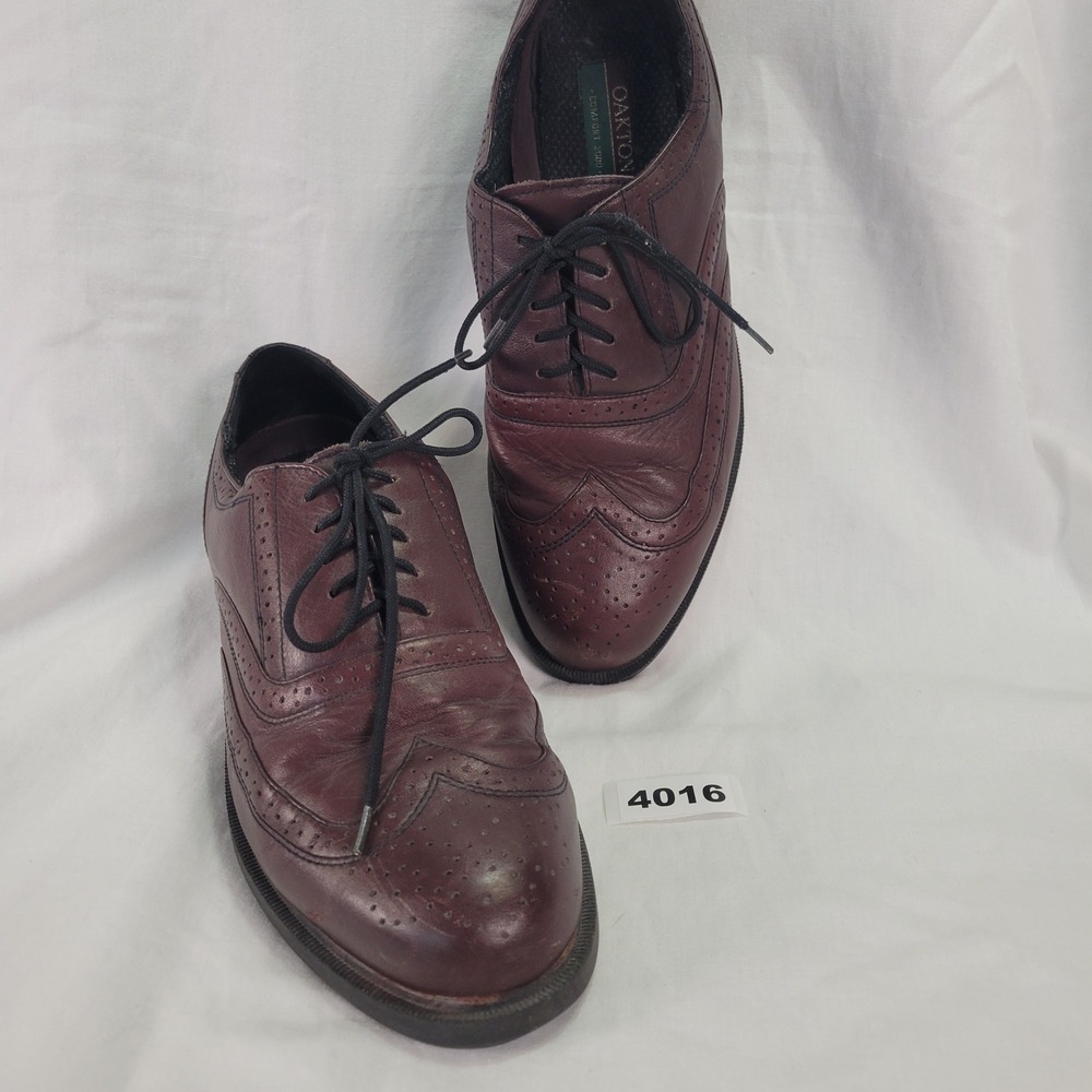 Oakton Wingtip Oxford Men Classic Derby Shoes Brown Leather Lace Up Size 10.5